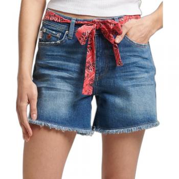 Pantalones Cortos Vintage Slim de Mujer Superdry, Talle Medio, Color Azul