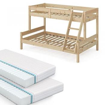 Litera Everest VitaliSpa, Madera Natural, 120x200 / 80x200 cm con 2 Colchones