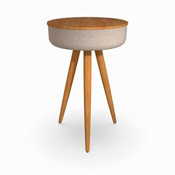 TD Systems SM30B11WC Altavoz Mesa Bluetooth 30W con Batería 2200mAh Madera Cerezo, mesa auxiliar portátil, sonido de 30W, base de carga inalámbrica
