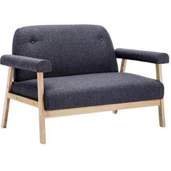 vidaXL Sofá 2 Plazas Tela Gris Oscuro Sillón Asiento Silla Mueble Mobiliario