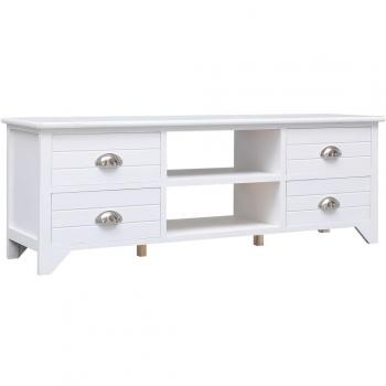 Mueble para TV de madera maciza de paulownia blanco 108x30x40 cm