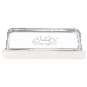 Recipiente para Queso Kilner con Tapa de Vidrio y Base de Cerámica, Sello Silicona Removible, Almacenamiento Hermético y A Prueba de Olores, Lavavajillas Seguro,