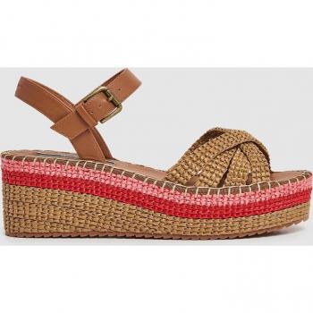 Sandalias de cuña con detalle tricolor en lateral