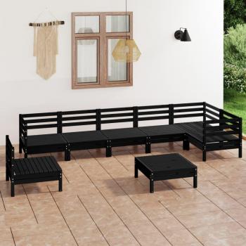 Conjunto de muebles de jardín 8 piezas de madera maciza de pino negro