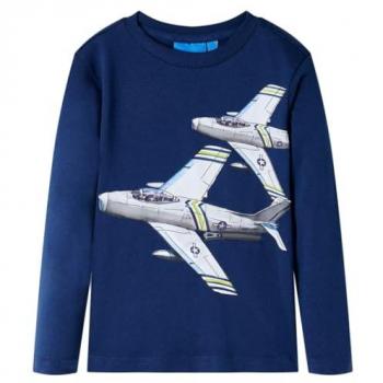 Camiseta Infantil de Manga Larga Estampado Aviones Jersey Ropa con Cuello Redondo Azul Marino 92