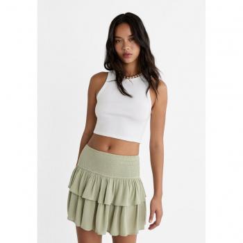 Frilled Khaki Mini Skirt Size S