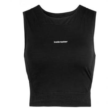 Top Deportivo Sin Mangas Icebreaker ZoneKnit Cropped de Merino para Mujer - Color Negro - Talla L