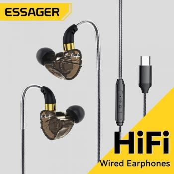 Essager 3.5mm Wired In-Ear Headphones with Microphone for Smartphones and Tablets - Black