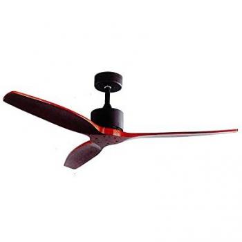 Ventilador de Techo FM VT-6002 L, 132 cm, color Negro y Marrón, con motor DC de bajo consumo, mando a distancia, 3 palas y 6 velocidades