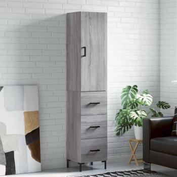 Aparador alto de madera multicapa gris Sonoma 34,5x34x180 cm