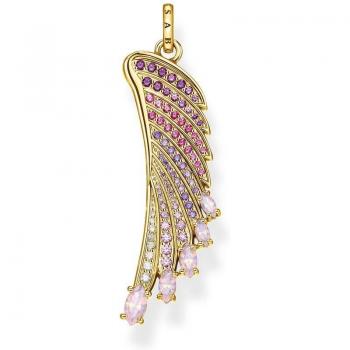 Thomas Sabo Pendant for Women Hummingbird Wing Rainbow Colors with 750 Yellow Gold Plating Pe876-488-7, Yellow, Size: ONE SIZE