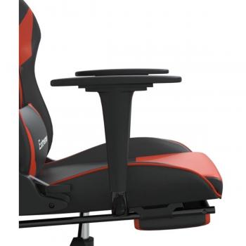Massage Gaming Chair with Footrest Black & Red Faux Leather