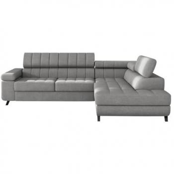 Sofá rinconero Comfivo 207, gris, con función de descanso y caja de ropa de cama, 264x203x73cm