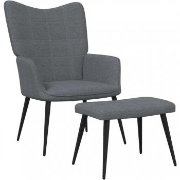 Sillón relax con taburete gris oscuro en tela