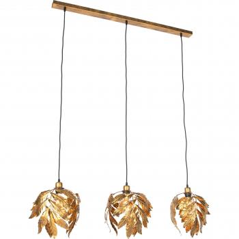 Lámpara colgante vintage oro envejecido rectangular 3 luces E27 clásica/antigua acero adecuada para LED
