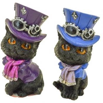 Estatuilla Decorativa Gato Negro en Resina Fantasía (2 Unidades) 8x4x4 cm - Signes Grimalt