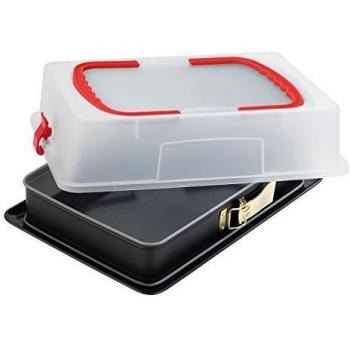 Dr. Oetker 1123 Molde para Horno Desmontable Rectangular con Base esmaltada y Antiadherente con Tapa con Asas para Transportar Alimentos, 42x29x7,5cm, 1ud.