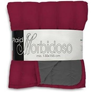 Elegant, Manta alcochada de Doble Cara Dark, 130x155cm, Burdeos/Gris Oscuro