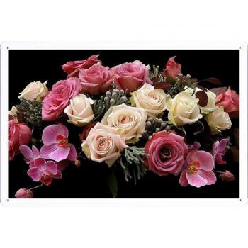 Metal cartel Cartel de chapa Hojalata sesión Flower Tin Sign Roses Orchids Flowers Bunch Black Background 38345 Retro Vintage Pared Decoración by hamgaacaan