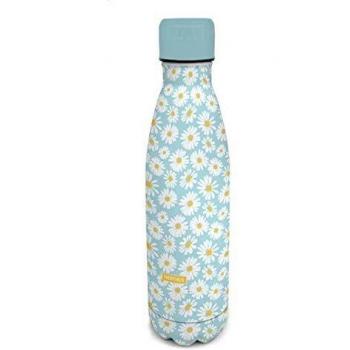 NERTHUS FIH 601 Termo Doble Pared para frios y Calientes Diseño Margaritas de Acero Inoxidable 500 ml Libre de BPA, Tapon Hermético, 18/8
