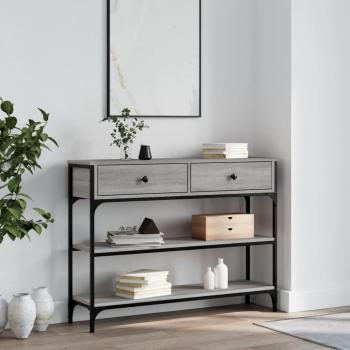 Mesa consola de madera de ingeniería 100x25x75 cm en color Negro, Roble Sonoma y Roble ahumado - Mesa de sofá, mesa de entrada para salón, consola de entrada, mueble recibidor, mesita auxiliar