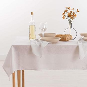 Mantel Antimanchas de Lino 100% Hidrófugo Rectangular 300x150 cm - Elegante y Resinado para Interior y Exterior