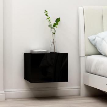 Mesita de noche negra 40x30x30 cm madera multicapa contrachapada