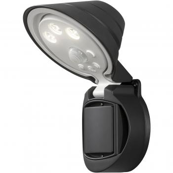 Aplique LED para exterior Prato 16 cm con sensor de movimiento a pilas, color negro