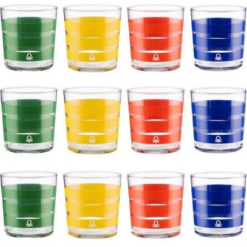 Juego de Vasos de Vidrio Benetton con Diseños Decorativos, Set de 12 Piezas