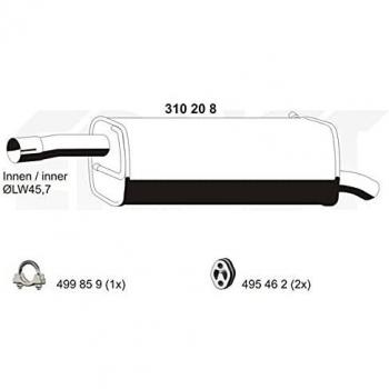 Silenciador trasero ERNST 310208 para Ford Fiesta 5 y Mazda 2 (5 puertas)