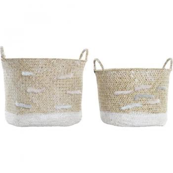 Pack doble de cestas decorativas de fibra natural y poliéster - Set de 2 unidades