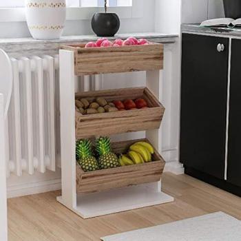 Homemania Mueble, Blanco/Nogal, 49 X 30 X 74 cm