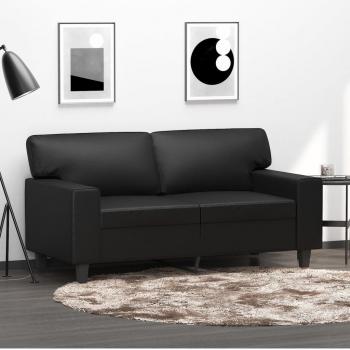 120 cm Black Faux Leather 2-Seater Sofa