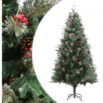 Árbol de Navidad Artificial con Piñas y Bayas Verdes PVC y PE 225 cm