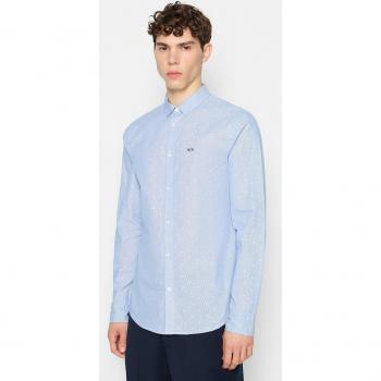 Armani Exchange Men's Long Sleeve Spotted Shirt - White/Blue - Size M