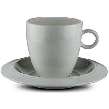 Alessi Bavero Set de Dos Tazas para café con platito, Porcelana Blanco