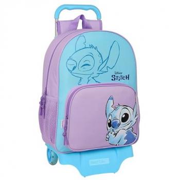 Mochila Escolar con Carro 905 Stitch Sweet, Ideal para Niños de Diferentes Edades, Cómoda y Versátil, Calidad y Resistencia, Dimensiones 33x14x42 cm, Color Azul/Lila