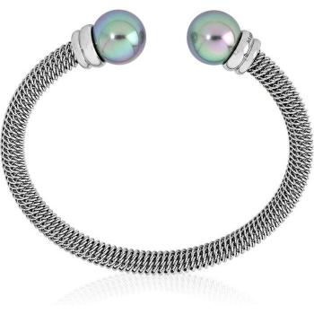 Pulsera Majorica Tender de acero con perlas grises de 12mm
