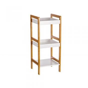 Estantería con 3 baldas de bambú nórdica Blanca de 30x29x72 cm - LOLAhome