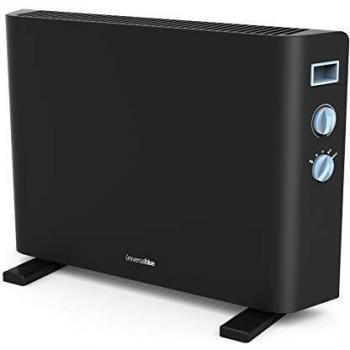 UNIVERSALBLUE | Convector eléctrico | Calefactor Bajo Consumo | Función Turbo | 2 en 1 | 2000 W | Color Negro | 3 Potencias | Termostato Ajustable | Sistema de Seguridad