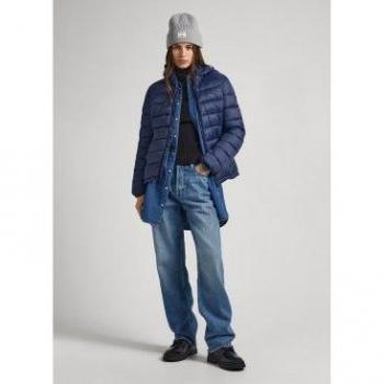 Pepe Jeans Maddie Short Navy Women's Jacket with Detachable Hood and Zip Closure