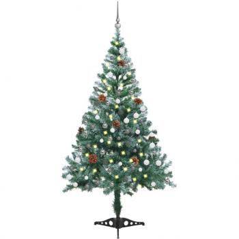 vidaXL Frosted Pre-lit Christmas Tree with Ball Set Pinecones 150 cm