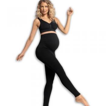 Leggings Carriwell de soporte para embarazo sin costuras, con sujeción delantera y dorsal integrada, color negro, talla S