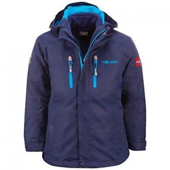 Trollkids Chaqueta para Niños 3 en 1 Impermeable Myrdal, Color Azul Marino/Azul Claro Talla 10 años