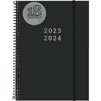 Agenda Finocam Open 18 meses E10 155x212mm Semana Vista Horizontal Negro 2023/24