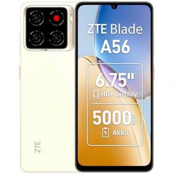 Smartphone ZTE Blade A56, 4GB RAM, 64GB almacenamiento, pantalla de 6.75, Dual SIM híbrido, 4G, batería de 5000 mAh, color oro
