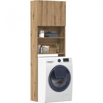 Armario para Lavadora de Madera de Ingeniería Roble Artesanal 64x24x190 cm