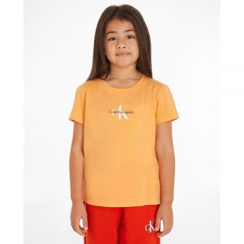 Camiseta de niña naranja de manga corta Calvin Klein