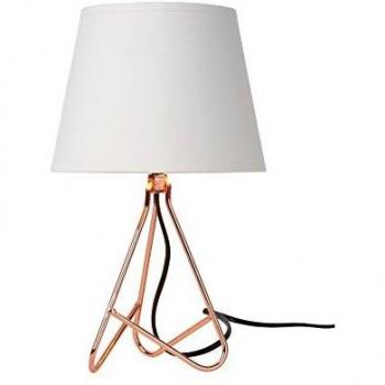 Lámpara de mesa Gitta blanca y cobre E14 40W