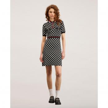Vestido corto tipo polo de punto jacquard